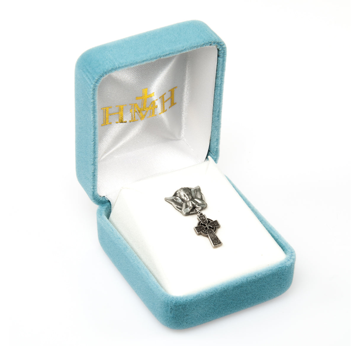 Angel With Wings Pin w/Tiny Celtic Cross Bxd