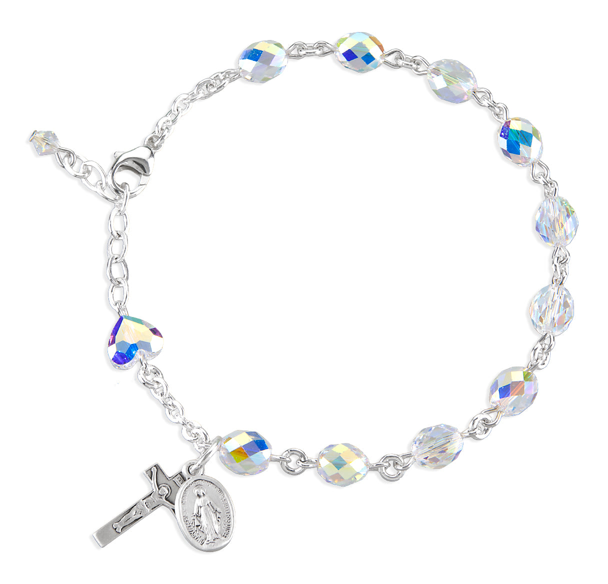 Sterling Crystals by Swarovski® Austrian Crystal Handmade Rosary Bracelet 7x6mm Faceted Egg Bead W/ Sterling Mirac & Cfx-Bxd