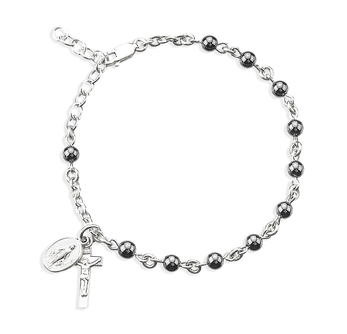4mm Genuine Hematite Sterling Bracelet-Bxd