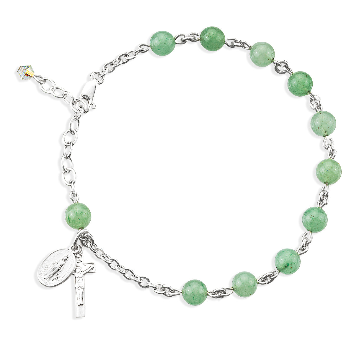6mm Genuine Aventurine Sterling Rosary Bracelet-Bxd