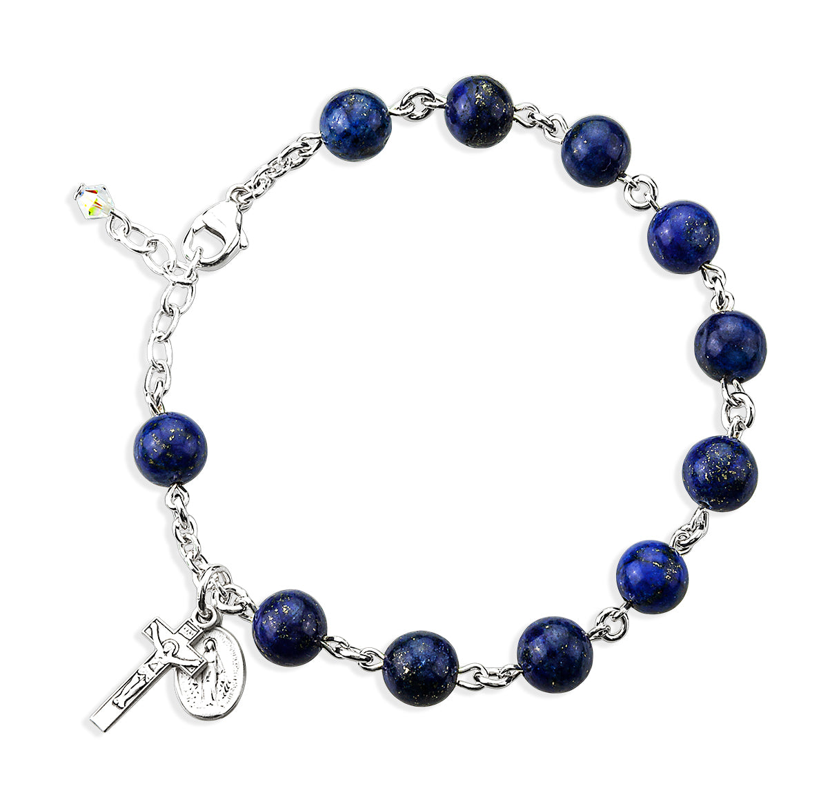 6mm Genuine Lapis All Sterling Rosary Bracelet