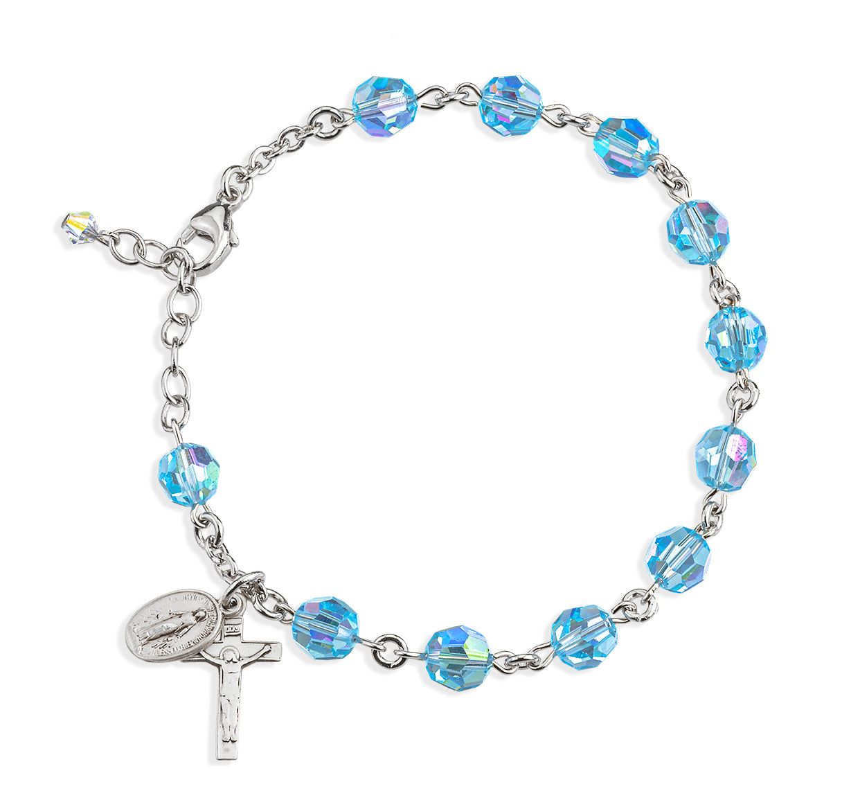 7mm Round Aqua Crystals by Swarovski® Crystal Bead Bracelet-Bxd