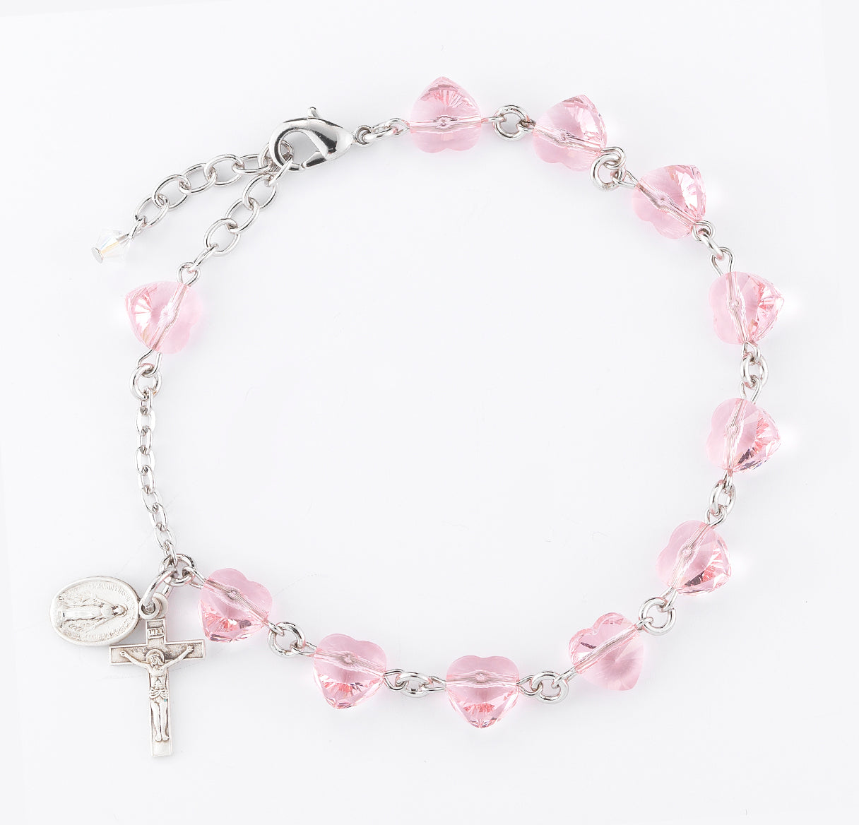 8mm Crystals by Swarovski® Light Rose Heart Sterling Bracelet-Bxd