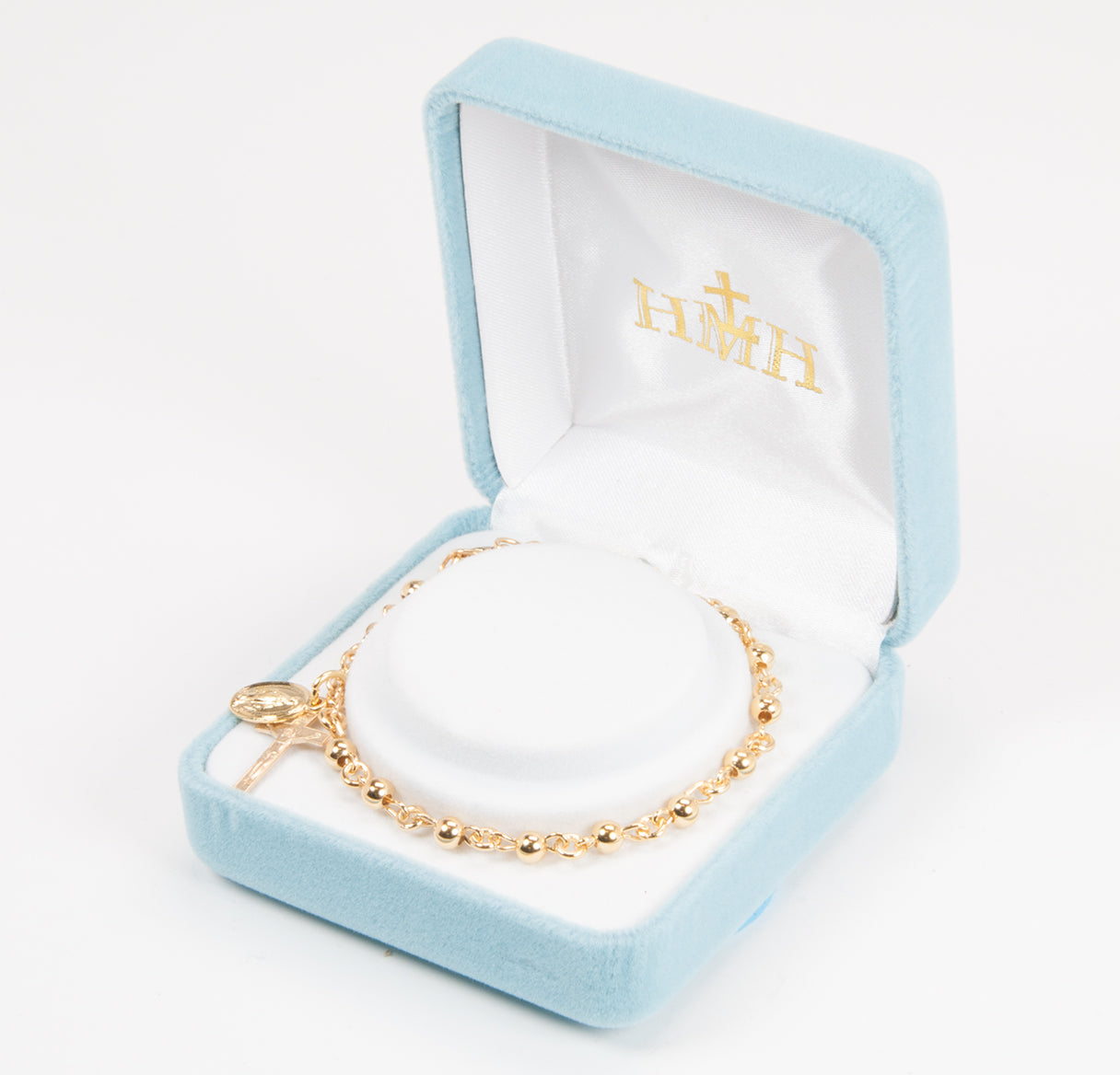 High Polished Round Gold Over Sterling Silver Rosary Bracelet