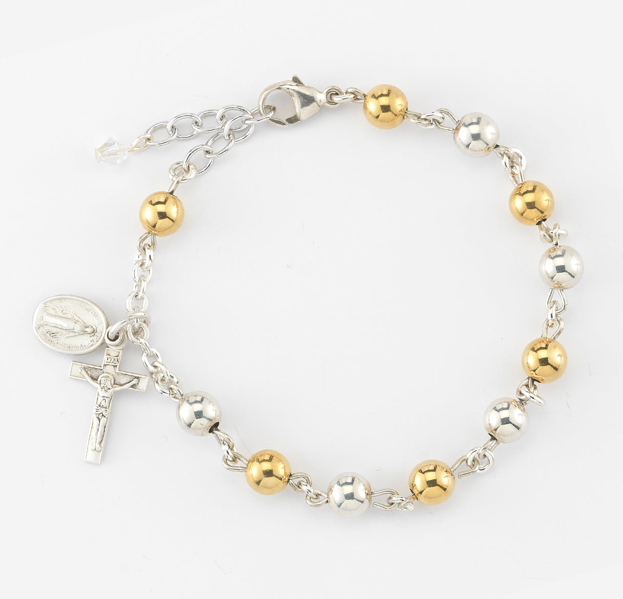 6mm Sterling Rosary Bracelet w/6 GS Beads-Bxd