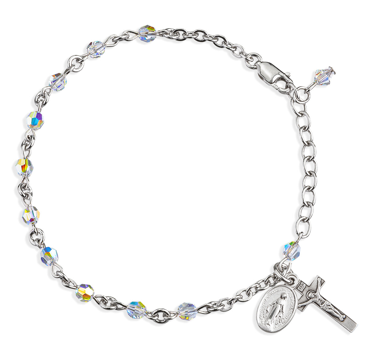 4mm Finest Crystal Aurora Sterling Silver Bracelet-Bxd
