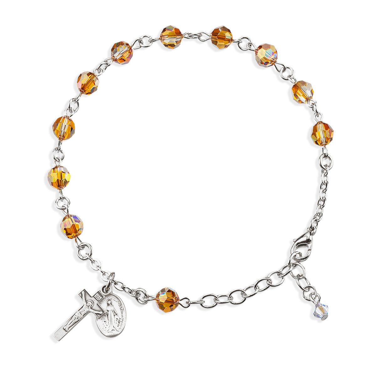 6mm Crystals by Swarovski® Copper Sterling Silver Rosary Bracelet-Bxd