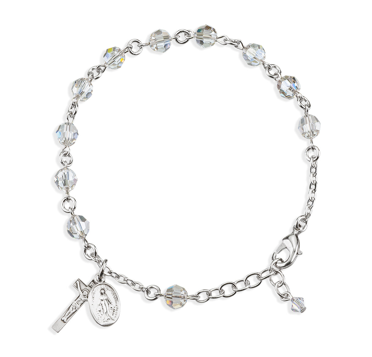 6mm Crystals by Swarovski® Crystal Plain Sterling Silver Rosary Bracelet-Bxd
