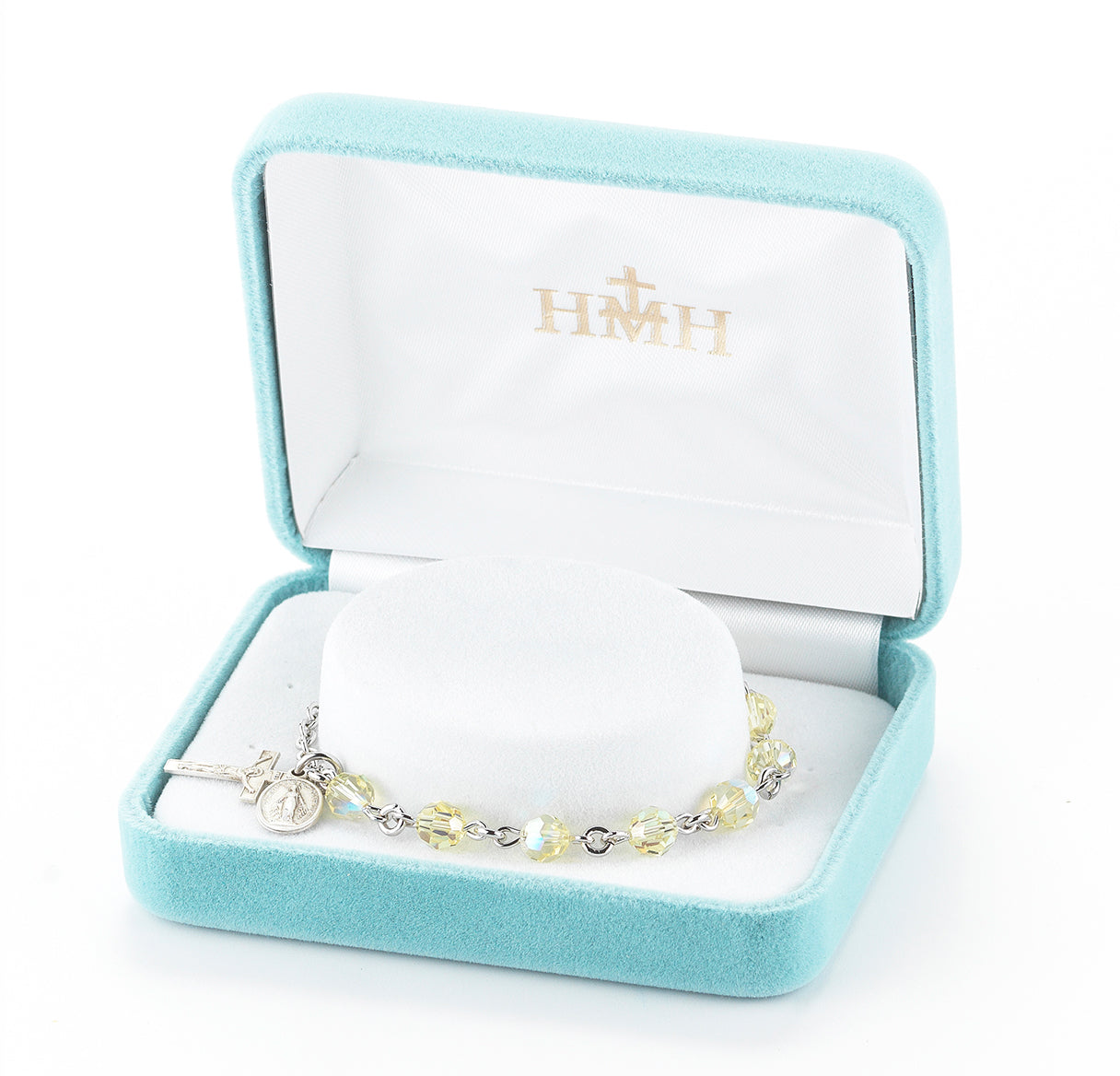 Sterling Silver Rosary Bracelet Created with 6mm Jonquil Crystals by Swarovski® Austrian Crystal Round Beads by HMH