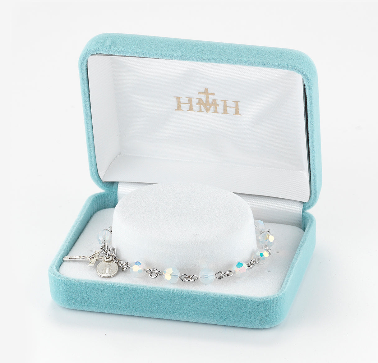 Sterling Silver Rosary Bracelet Created with 6mm Opal Crystals by Swarovski® Austrian Crystal Round Beads by HMH