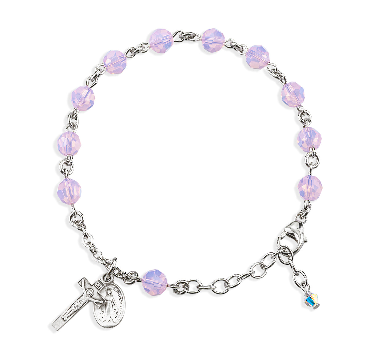 6mm Finest Rose Opal Sterling Bracelet-Bxd