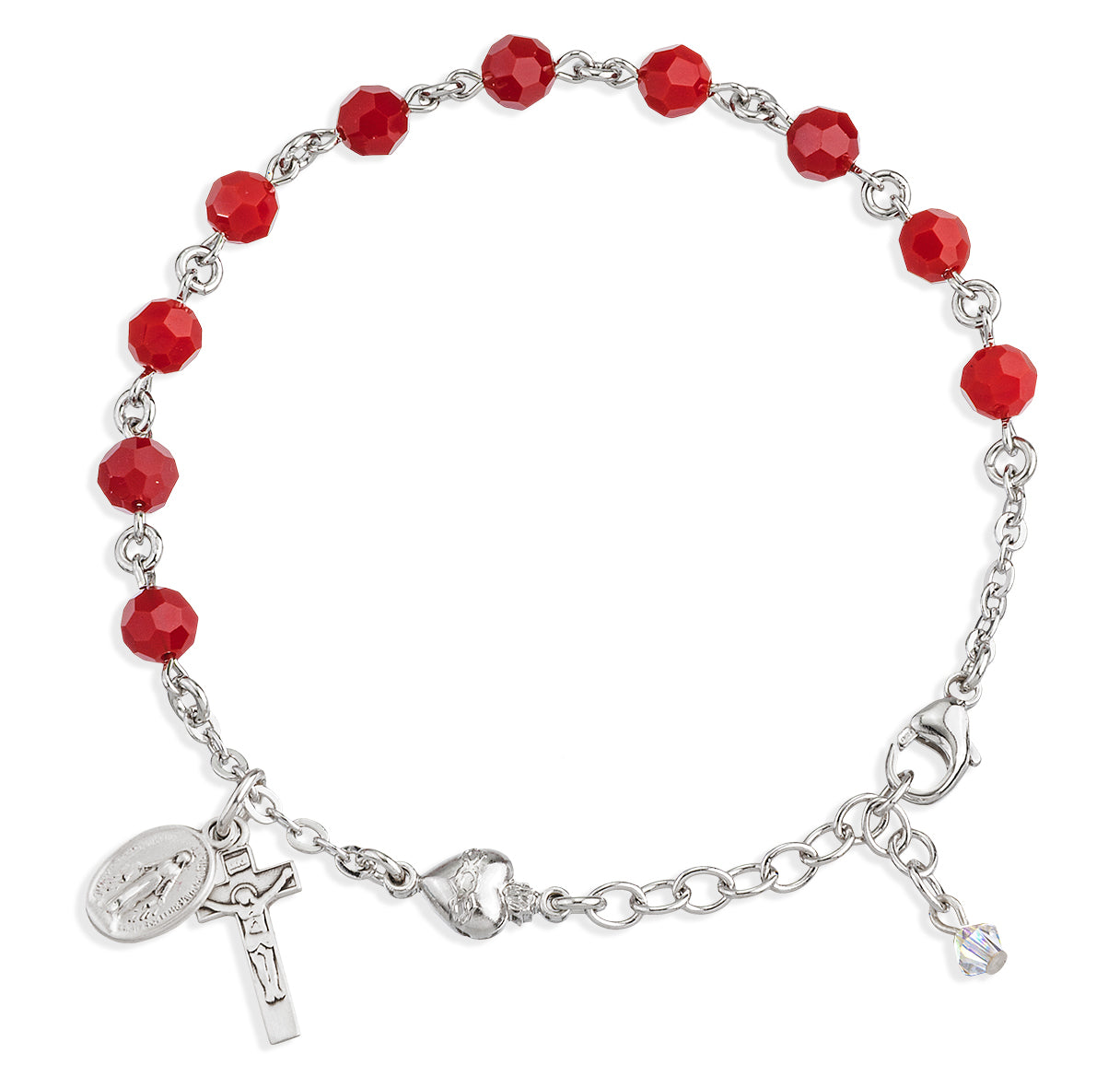 Sterling Silver Rosary Bracelet Created with 6mm Coral Crystals by Swarovski® Austrian Crystal Round Beads by HMH
