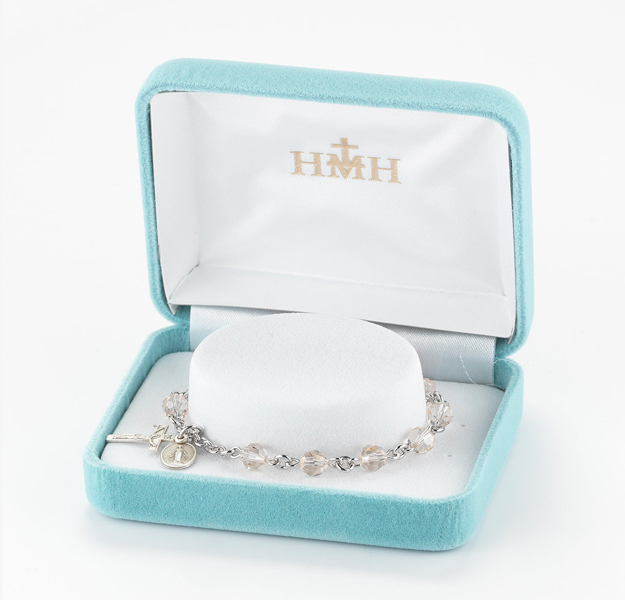 Sterling Silver Rosary Bracelet Created with 6mm Silk Crystals by Swarovski® Austrian Crystal Round Beads by HMH