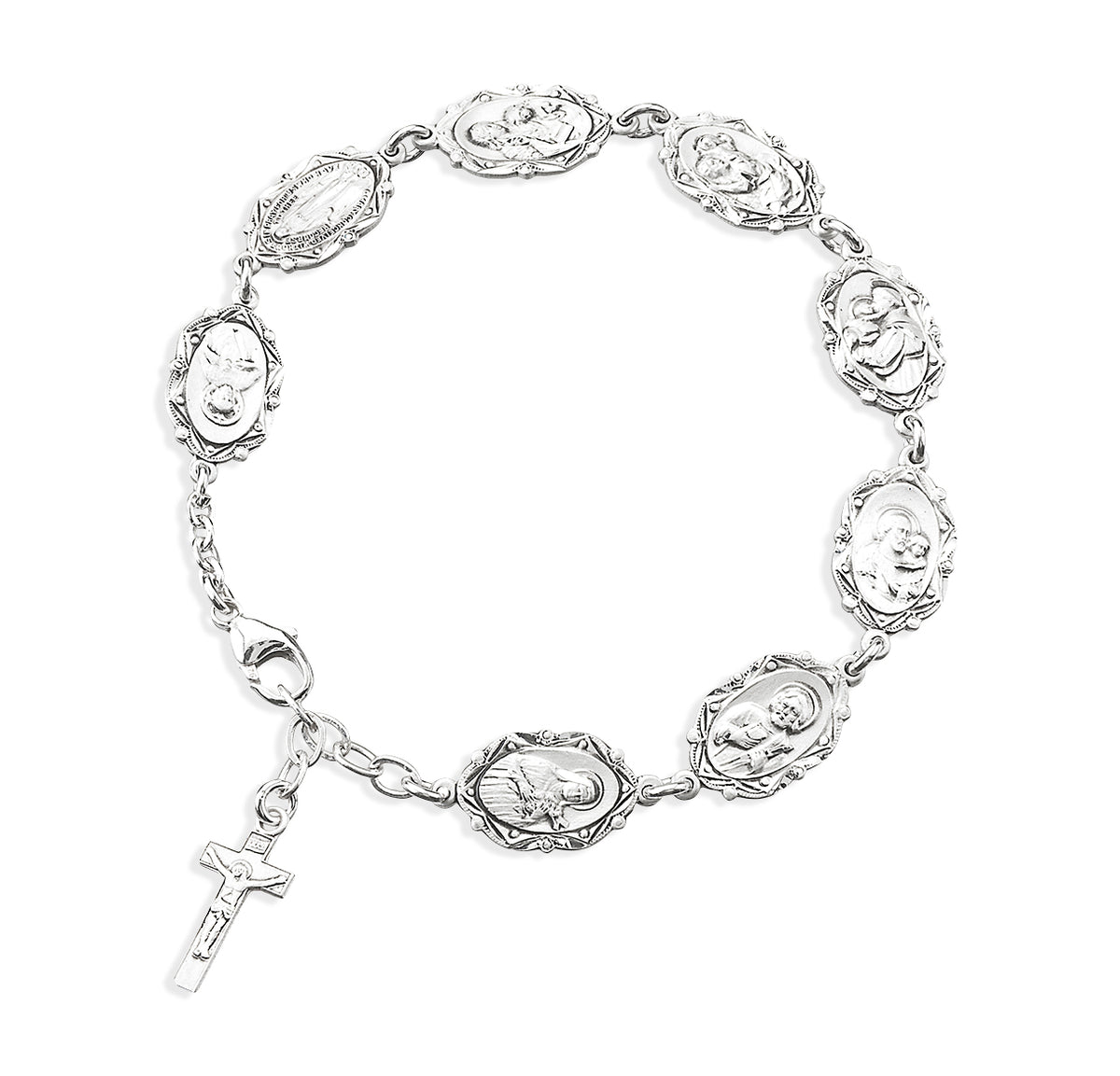 Patron Saint Medals Sterling Silver Bracelet — HMH Religious
