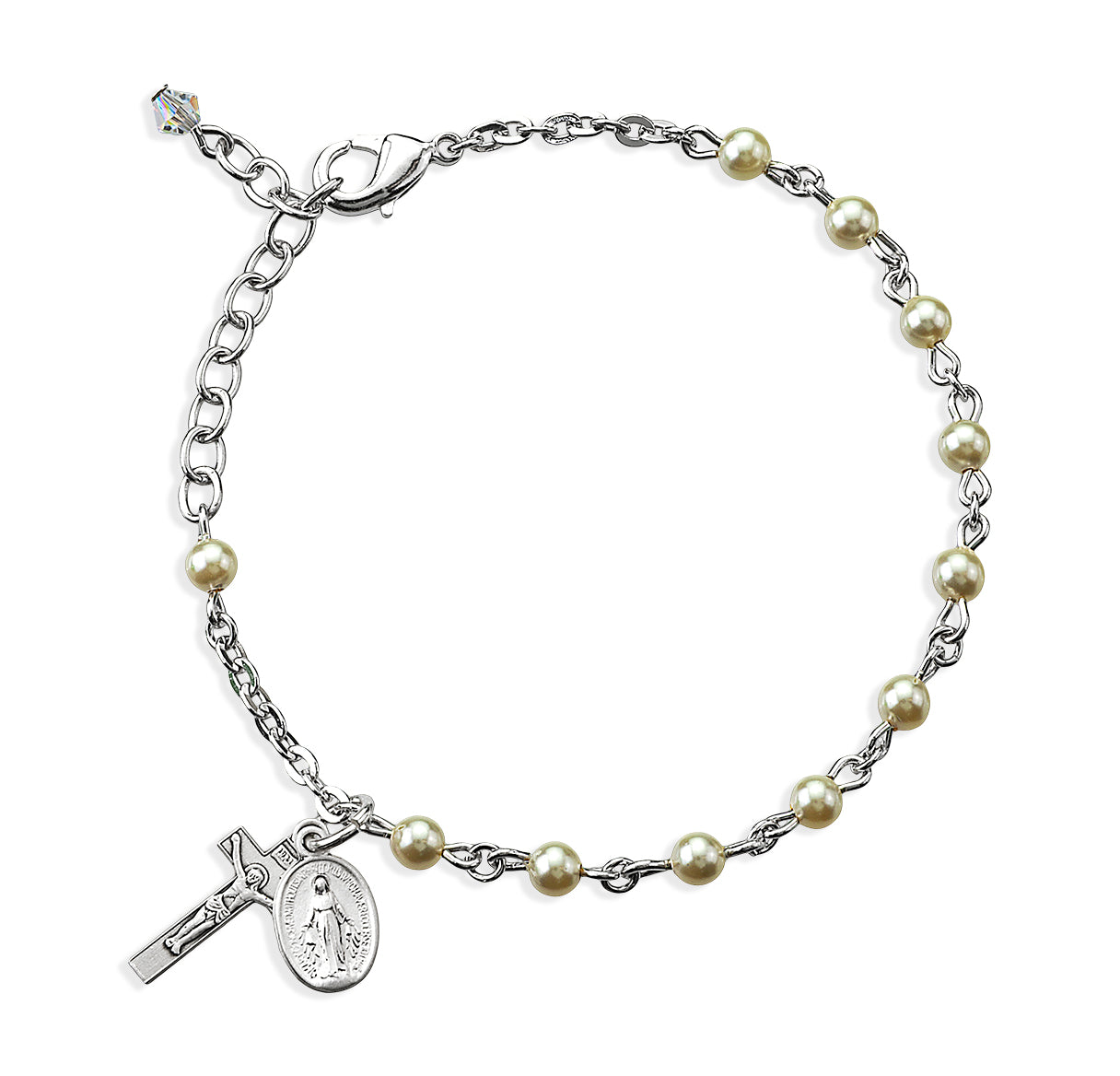 4mm Finest Beige Imitation Pearl Bracelet w/Sterling Mirac & Cfx-Bxd