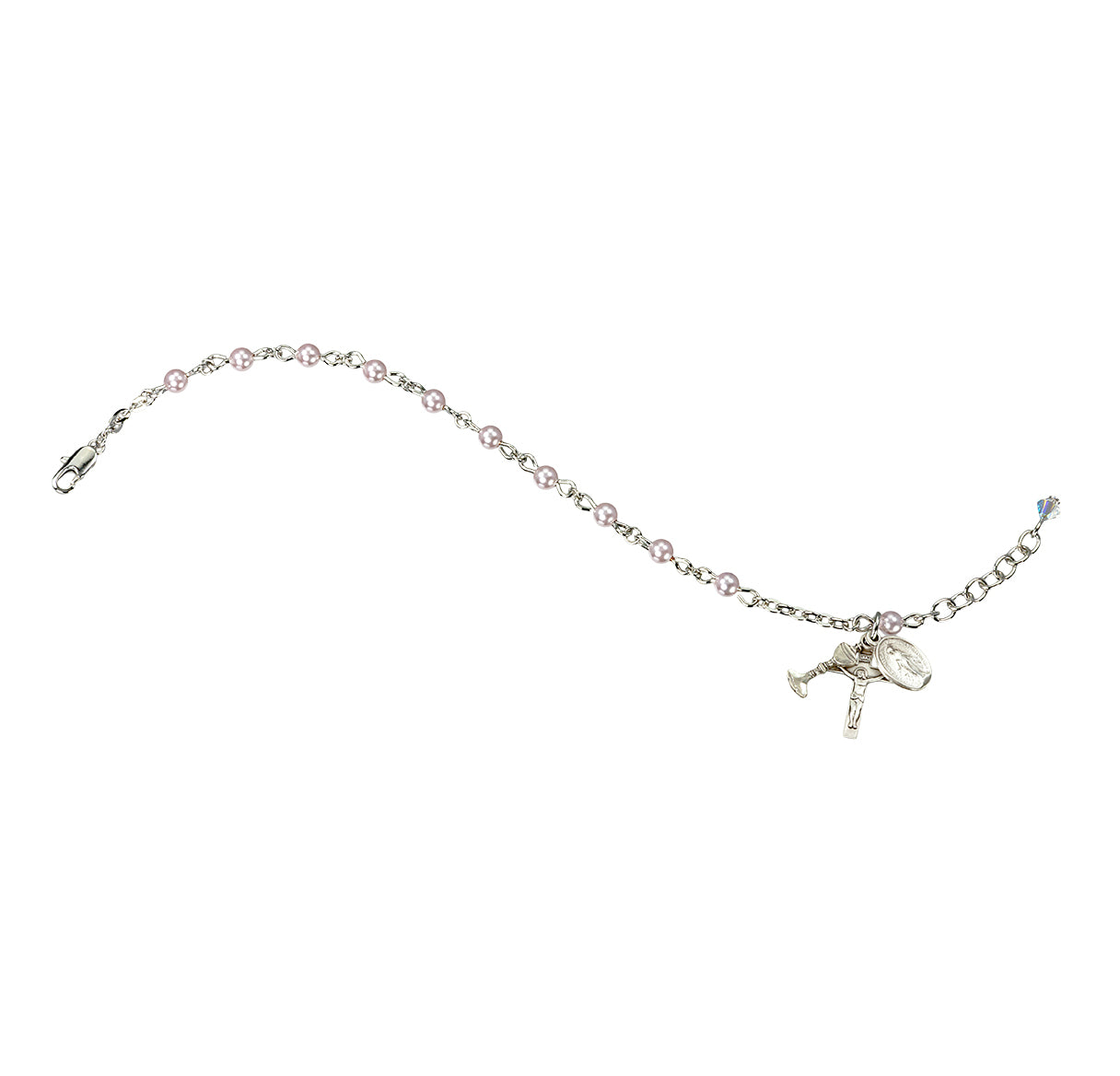 Rosary Bracelet Created with 4mm Pink Crystals by Swarovski® Austrian Crystal Pearl Beads by HMH