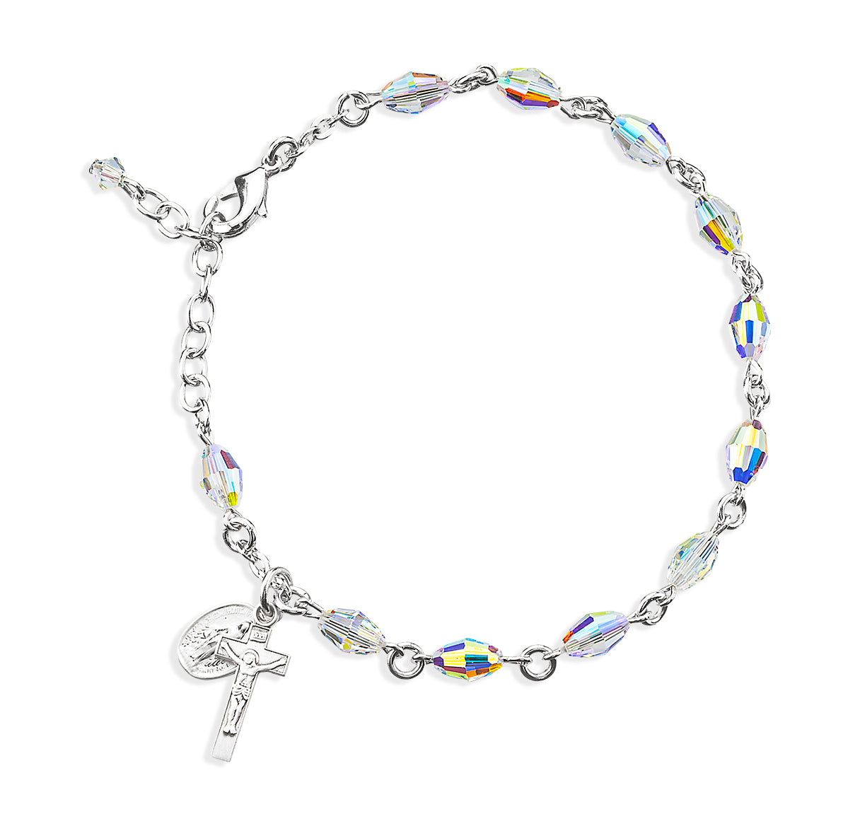 Rosary Bracelet Created with 5mm x 7mm Aurora Borealis Crystals by Swarovski® Austrian Crystal Oval Beads by HMH