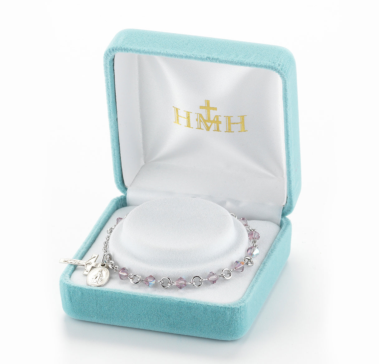 Rosary Bracelet Created with 4mm Amethyst Crystals by Swarovski® Austrian Crystal Rondelle Beads by HMH