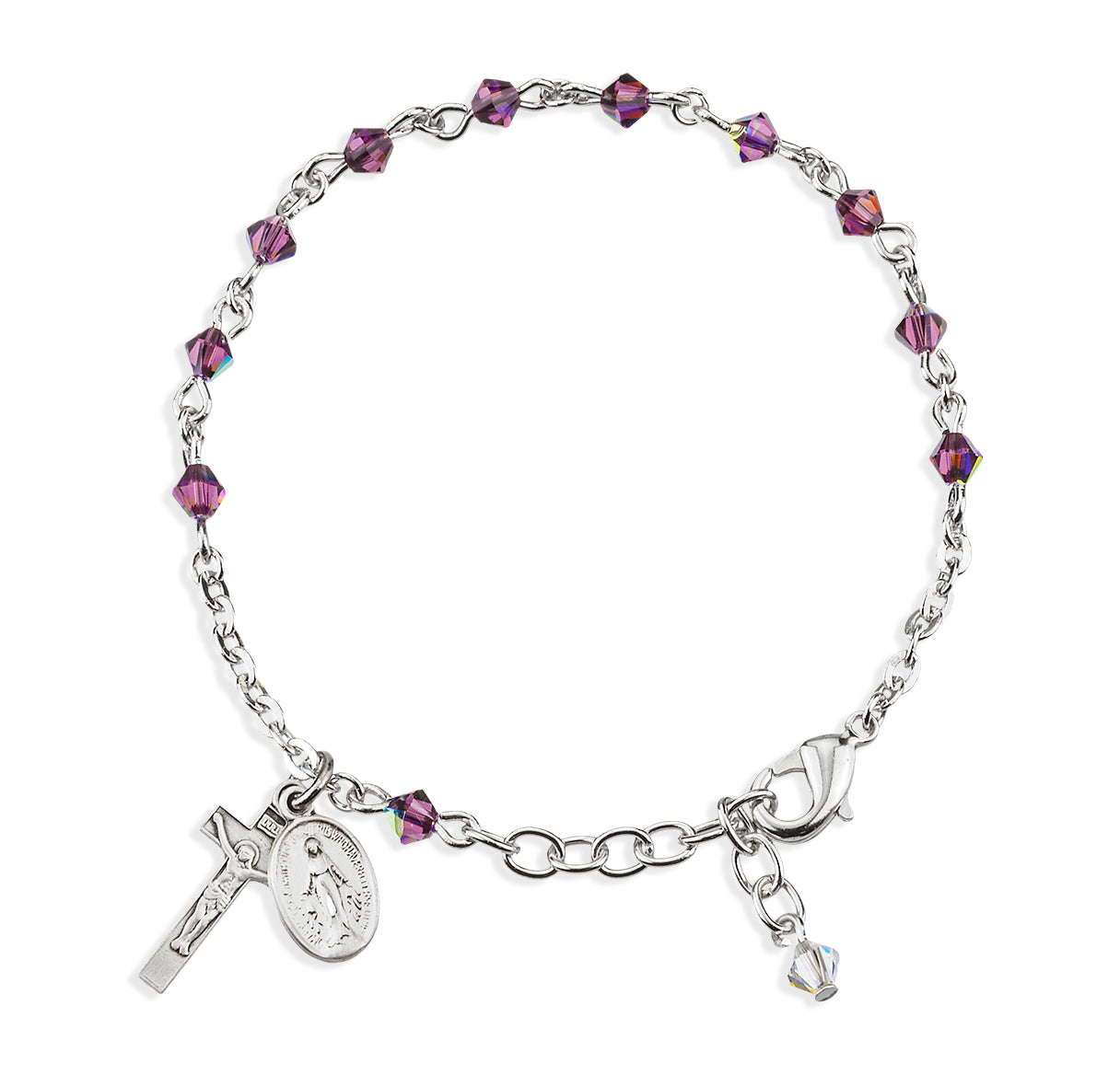 Rosary Bracelet Created with 4mm Amethyst Crystals by Swarovski® Austrian Crystal Rondelle Beads by HMH