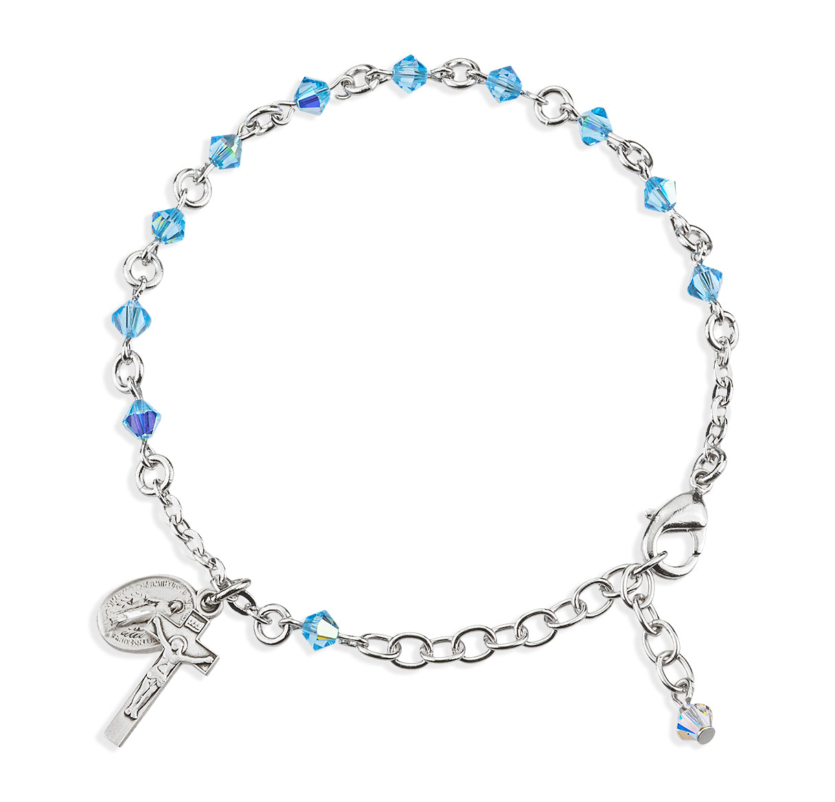 Rosary Bracelet Created with 4mm Aqua Crystals by Swarovski® Austrian Crystal Rondelle Beads by HMH