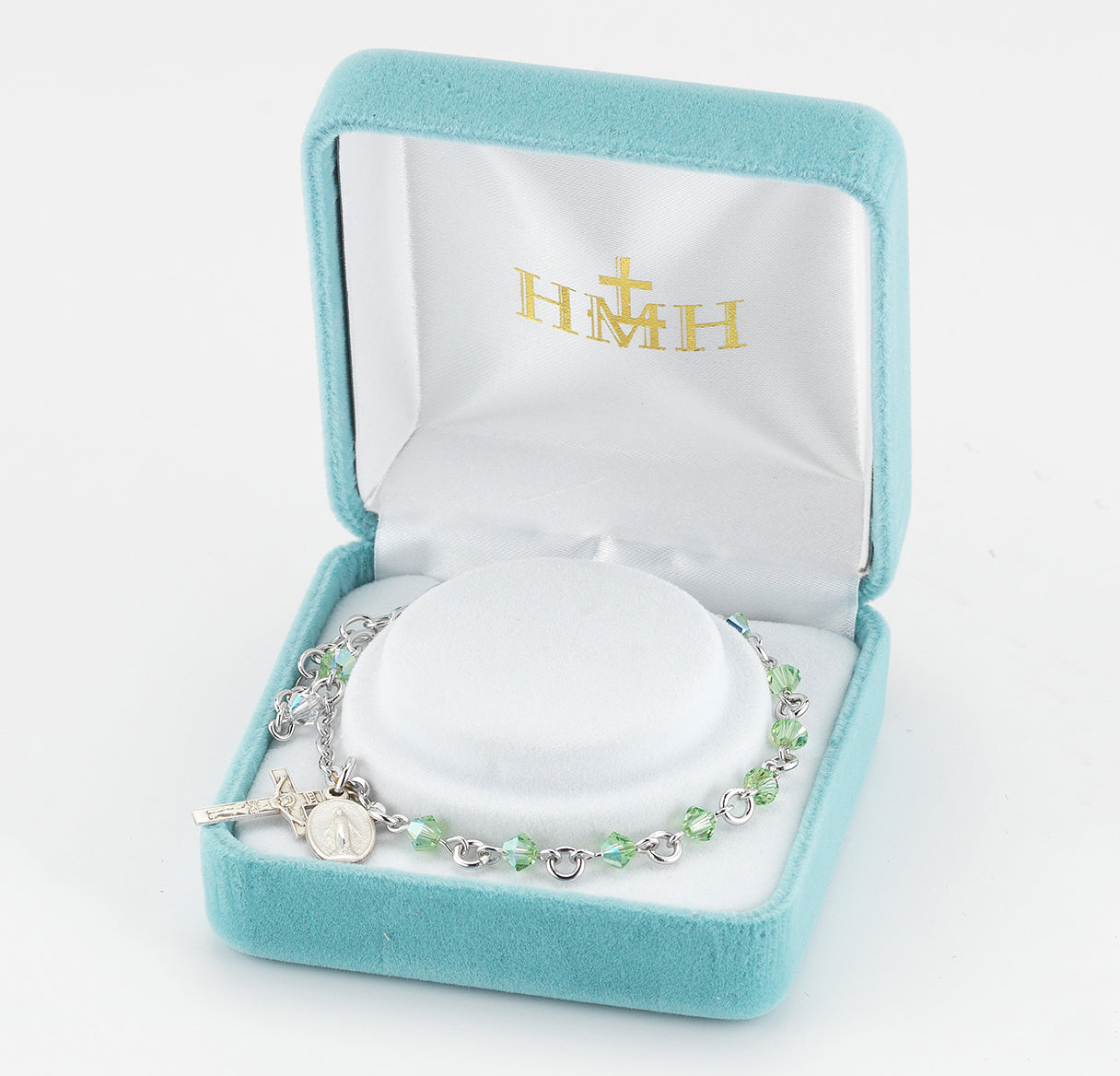 Rosary Bracelet Created with 4mm Chrysolite Crystals by Swarovski® Austrian Crystal Rondelle Beads by HMH