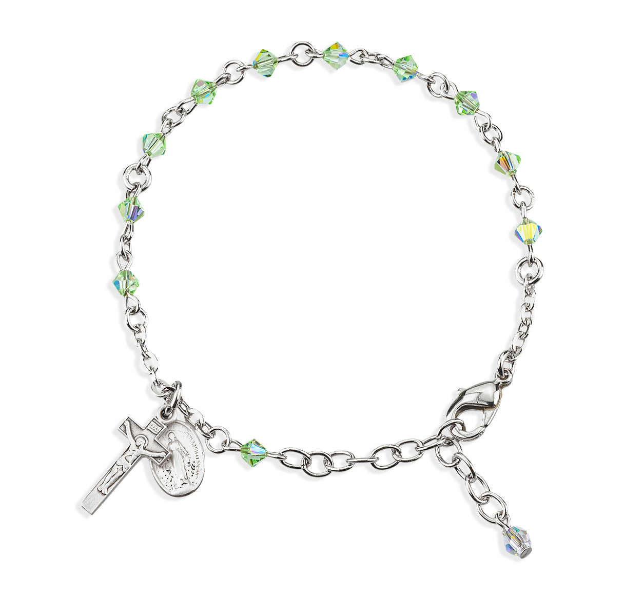 Rosary Bracelet Created with 4mm Chrysolite Crystals by Swarovski® Austrian Crystal Rondelle Beads by HMH