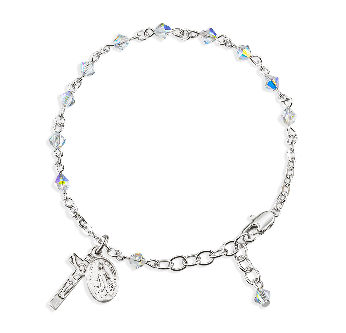 Rosary Bracelet Created with 4mm Aurora Borealis Crystals by Swarovski® Austrian Crystal Rondelle Beads by HMH