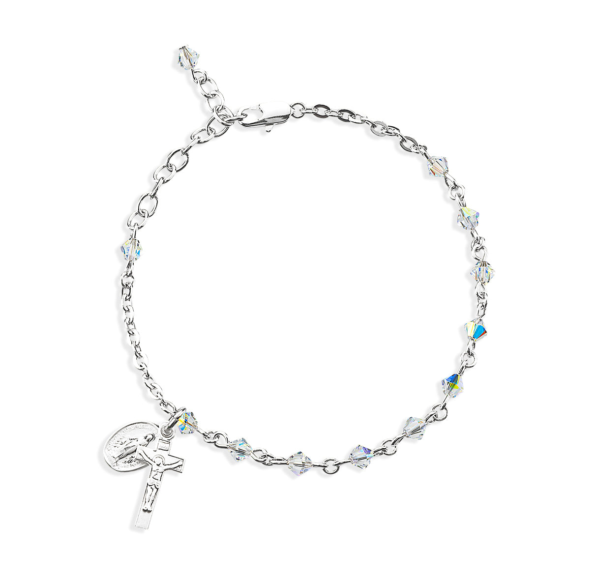 4mm Finest Crystal Aurora Rondell Beads with Sterling Silver-(S3100/S1802/S3802)-Boxed