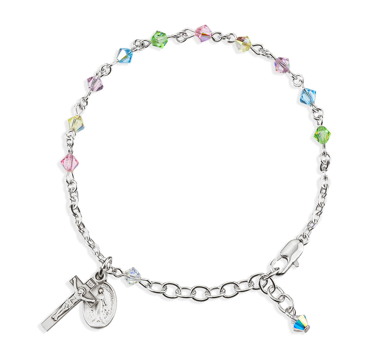 Rosary Bracelet Created with 4mm Multi-Color Crystals by Swarovski® Austrian Crystal Rondelle Beads by HMH