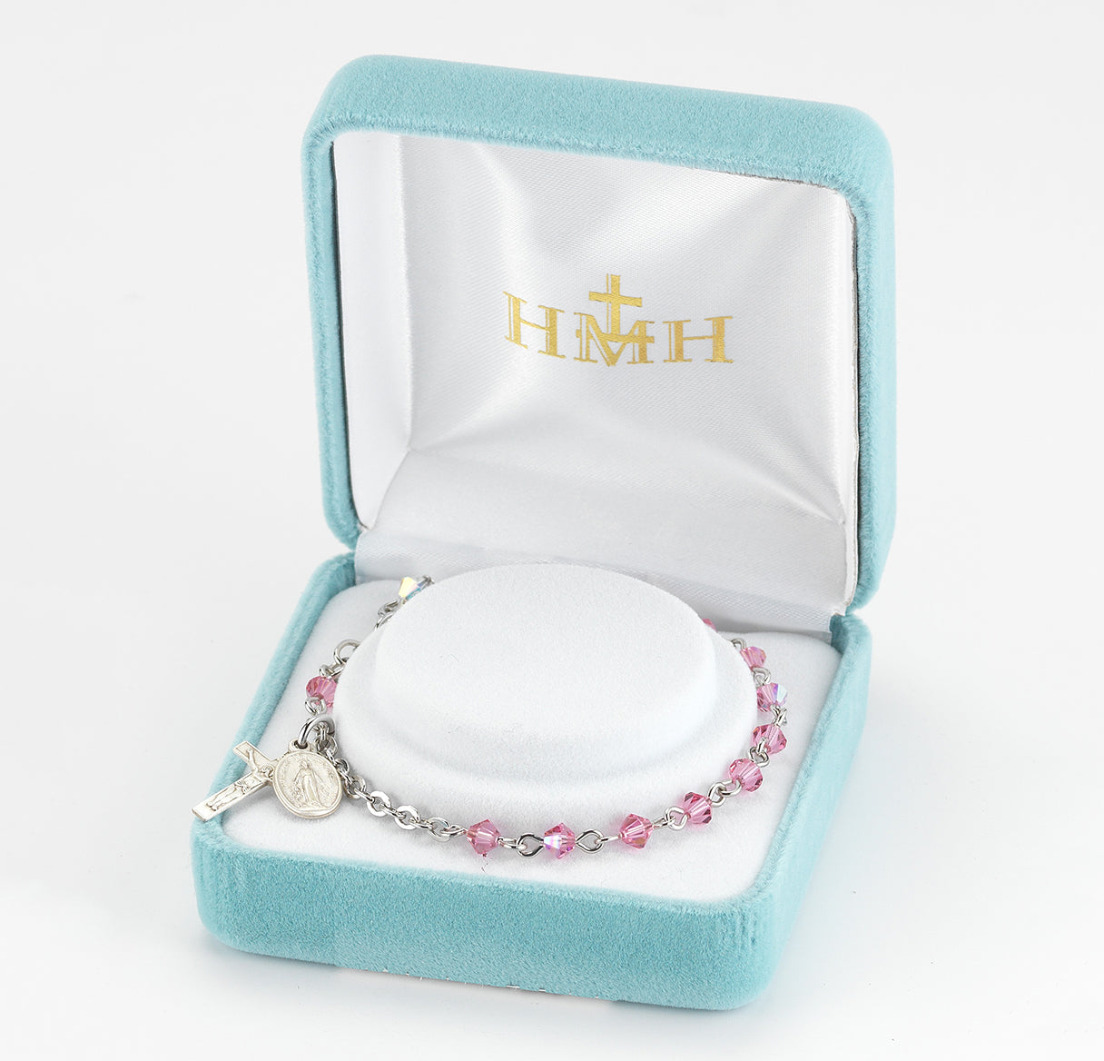 Rosary Bracelet Created with 4mm Pink Crystals by Swarovski® Austrian Crystal Rondelle Beads by HMH