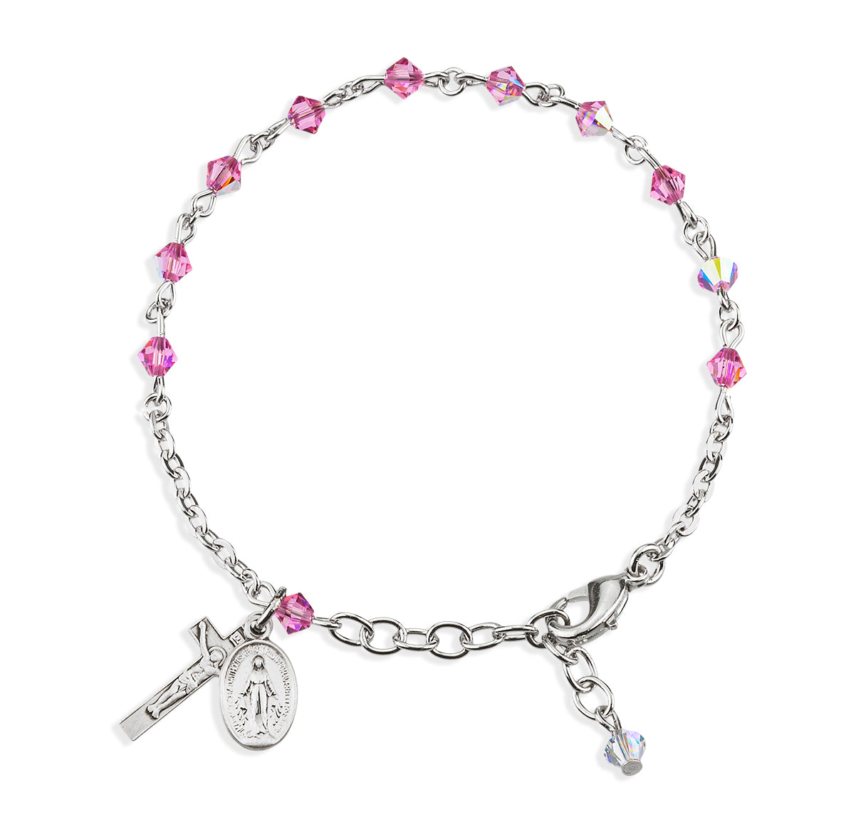 Rosary Bracelet Created with 4mm Pink Crystals by Swarovski® Austrian Crystal Rondelle Beads by HMH