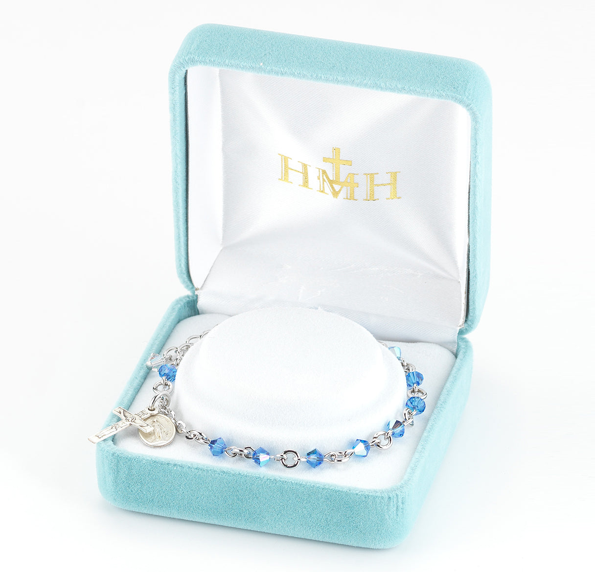 Rosary Bracelet Created with 4mm Sapphire Crystals by Swarovski® Austrian Crystal Rondelle Beads by HMH