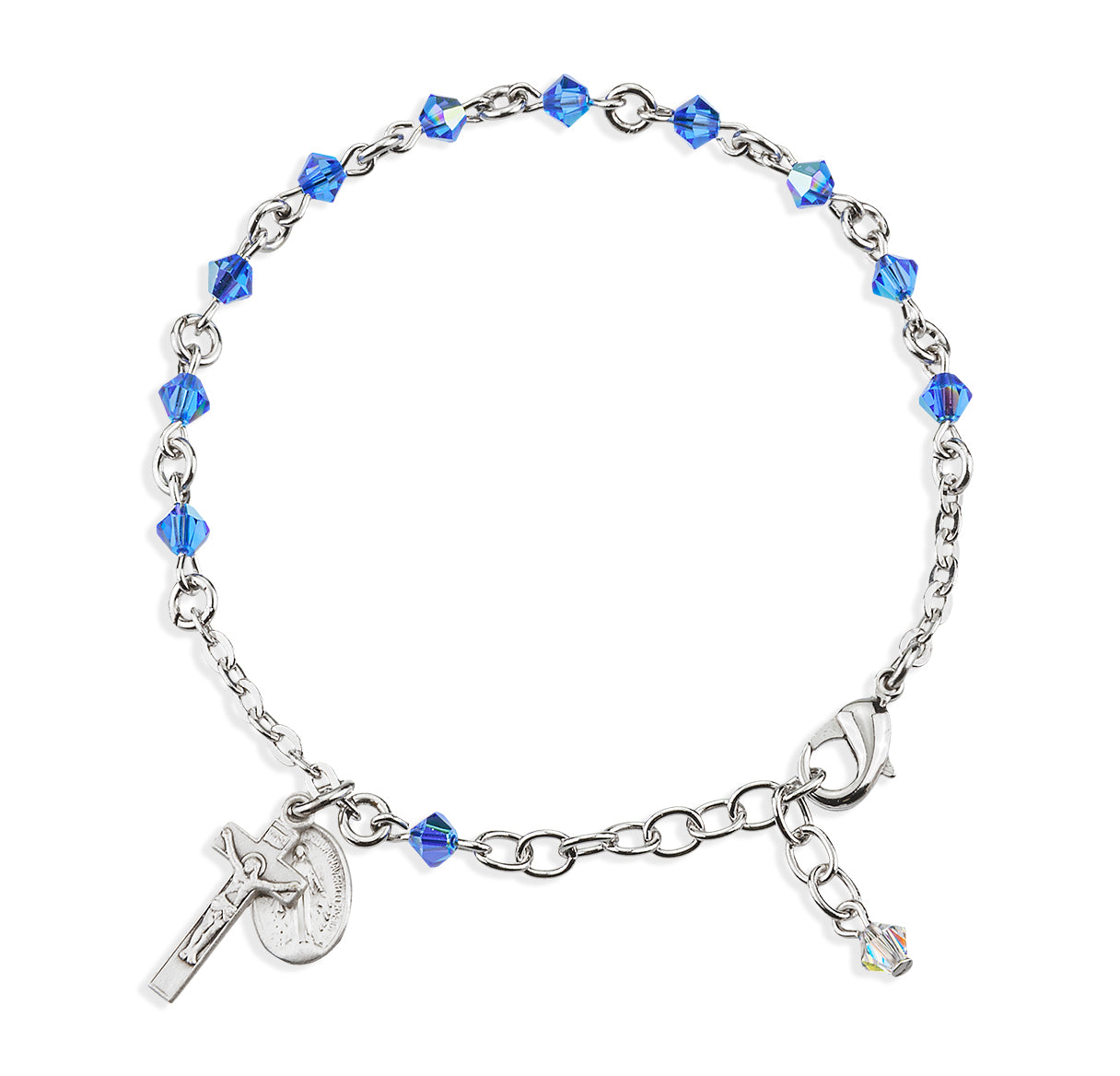 Rosary Bracelet Created with 4mm Sapphire Crystals by Swarovski® Austrian Crystal Rondelle Beads by HMH