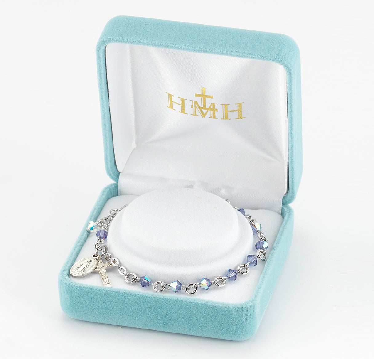 Rosary Bracelet Created with 4mm Tanzanite Crystals by Swarovski® Austrian Crystal Rondelle Beads by HMH