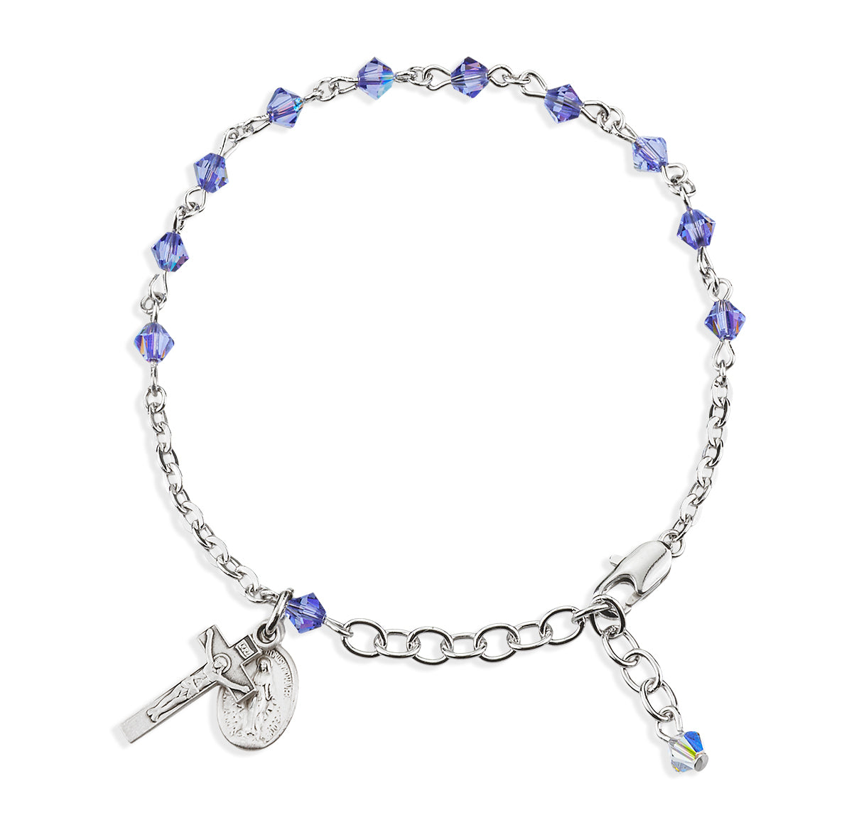 Rosary Bracelet Created with 4mm Tanzanite Crystals by Swarovski® Austrian Crystal Rondelle Beads by HMH