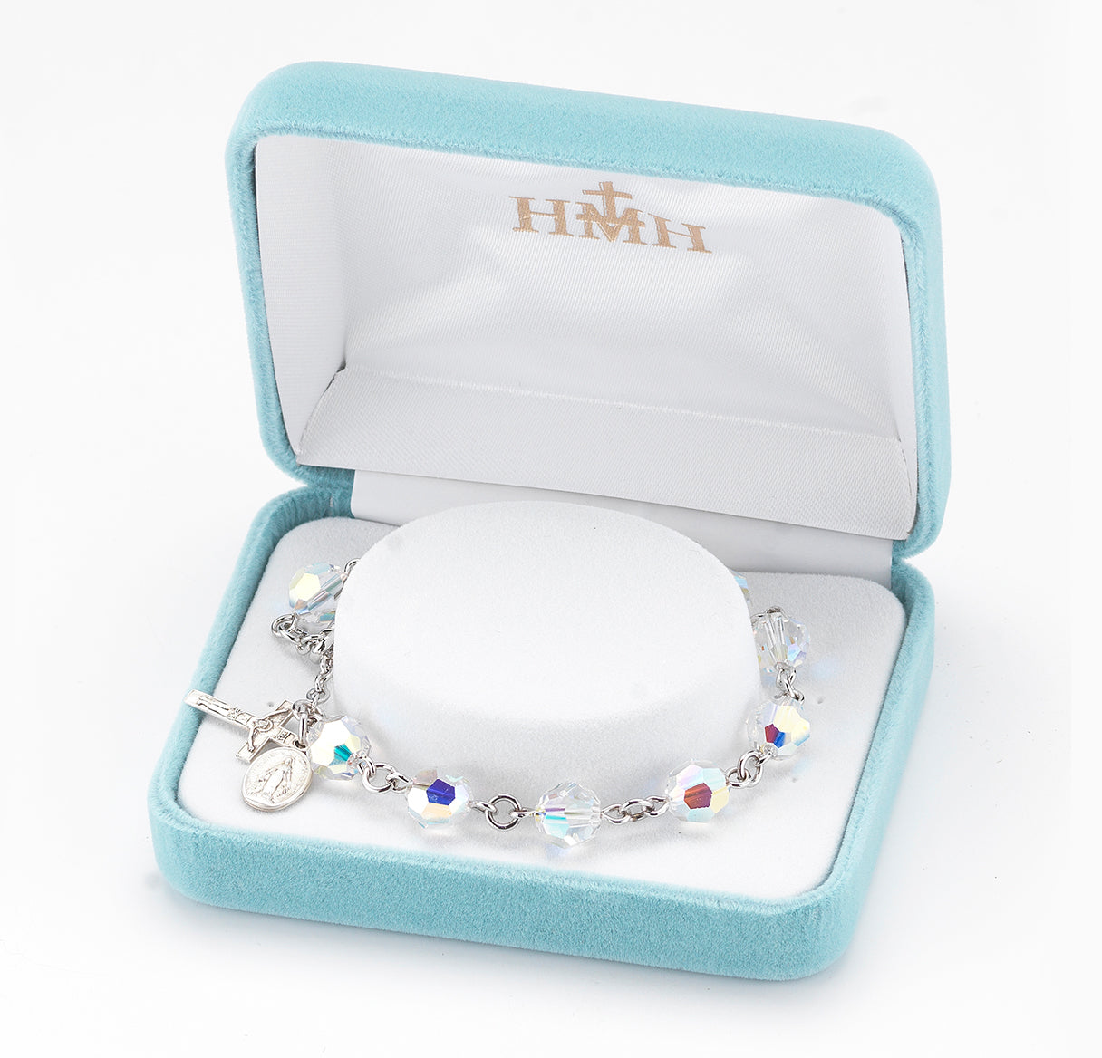 Rosary Bracelet Created with 8mm Aurora Borealis Crystals by Swarovski® Austrian Crystal Round Beads by HMH