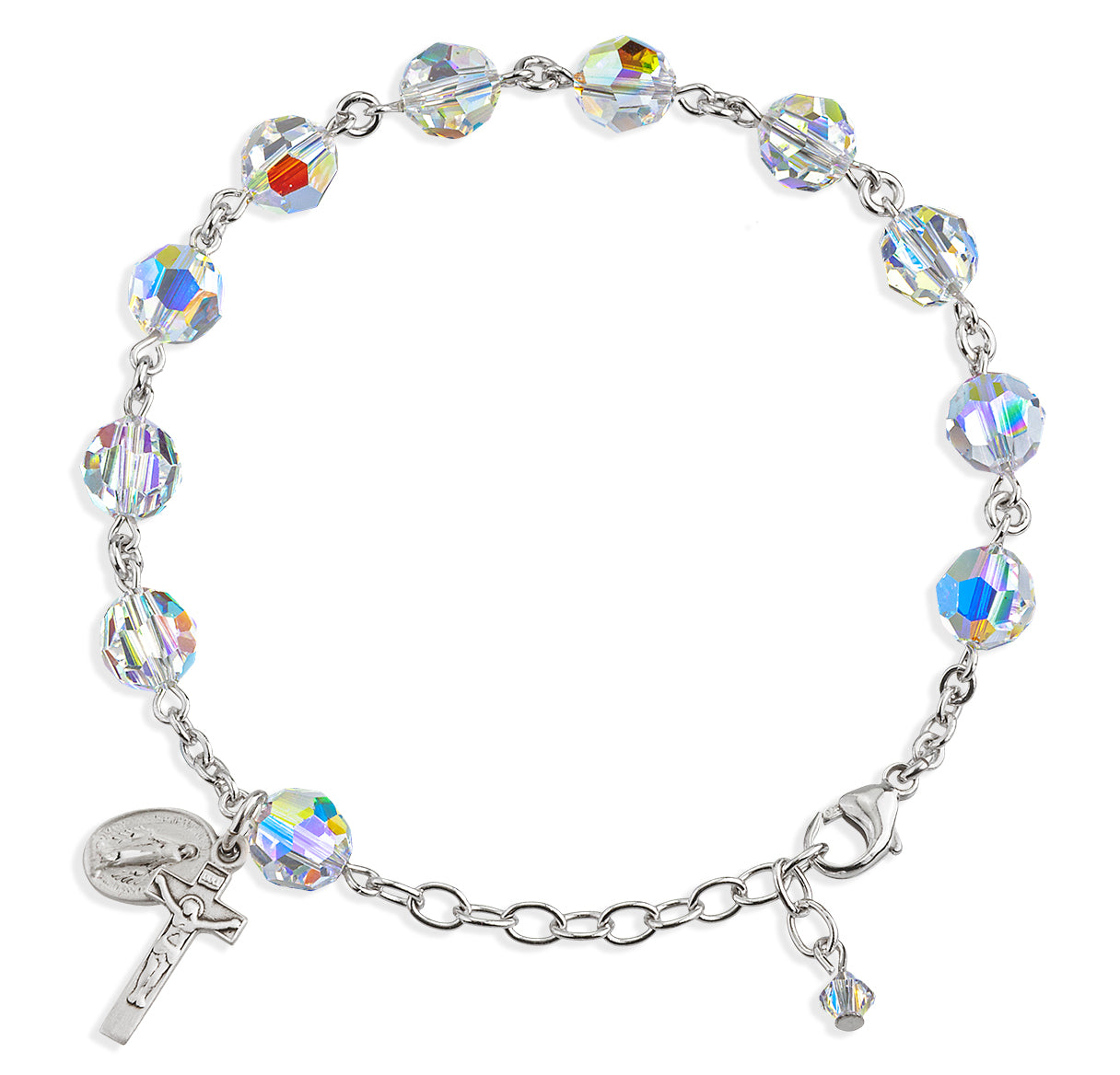Rosary Bracelet Created with 8mm Aurora Borealis Crystals by Swarovski® Austrian Crystal Round Beads by HMH