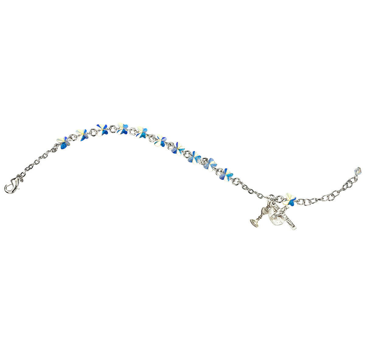 Rosary Bracelet Created with 6mm Aurora Borealis Crystals by Swarovski® Austrian Crystal Butterfly Beads by HMH