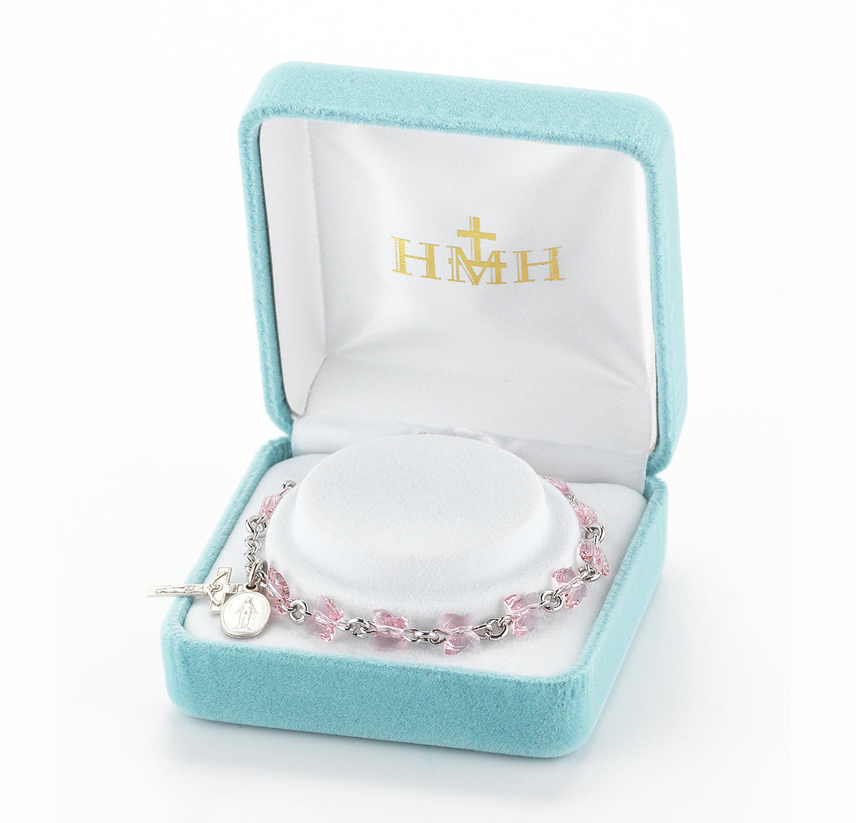 Rosary Bracelet Created with 6mm Light Rose Crystals by Swarovski® Austrian Crystal Butterfly Beads by HMH