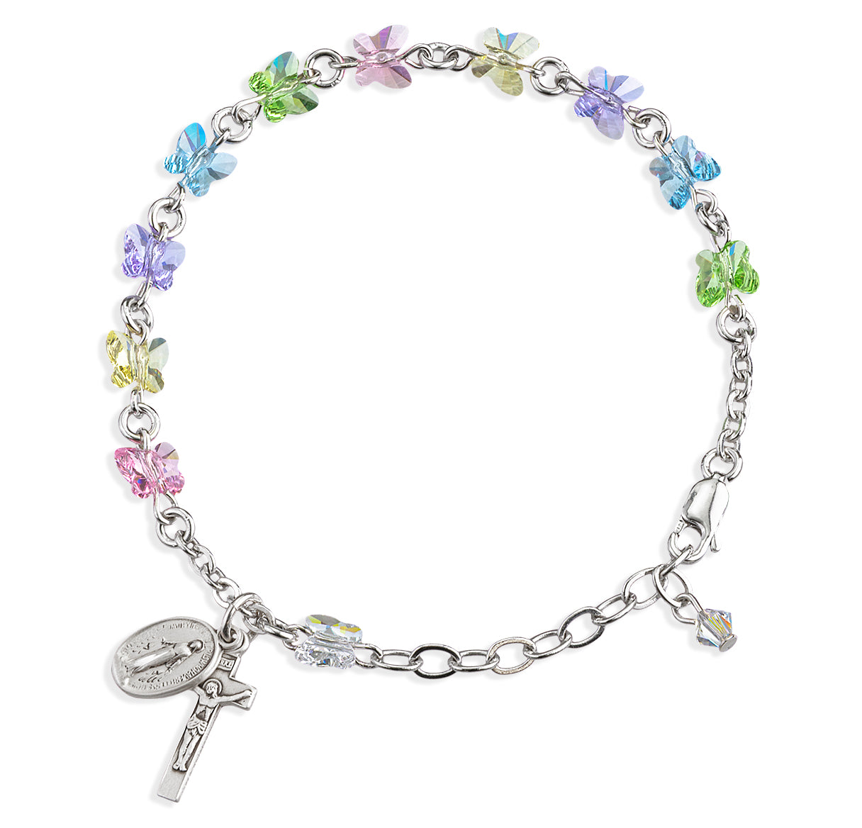 Rosary Bracelet Created with 6mm Multi-Color Crystals by Swarovski® Austrian Crystal Butterfly Beads by HMH