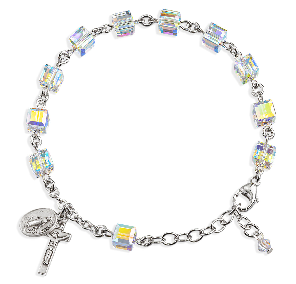 Rosary Bracelet Created with 4mm Aurora Borealis Crystals by Swarovski® Austrian Crystal Butterfly Beads by HMH