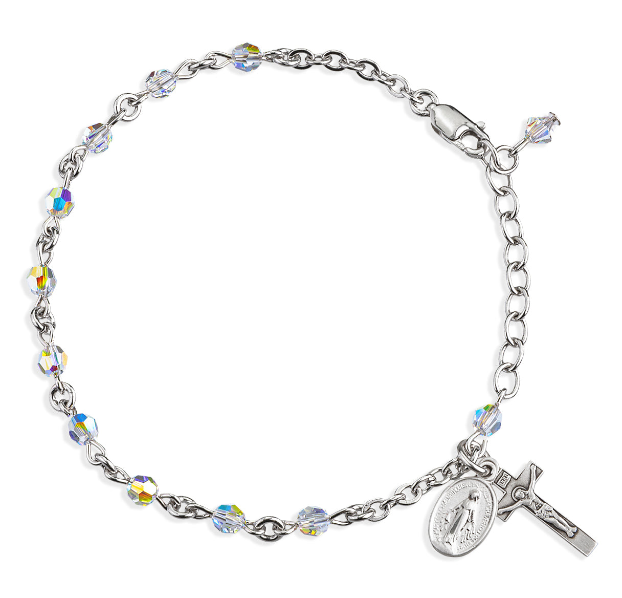 4mm Finest Crystal (AB) Sterling Rosary Bracelet-Bxd