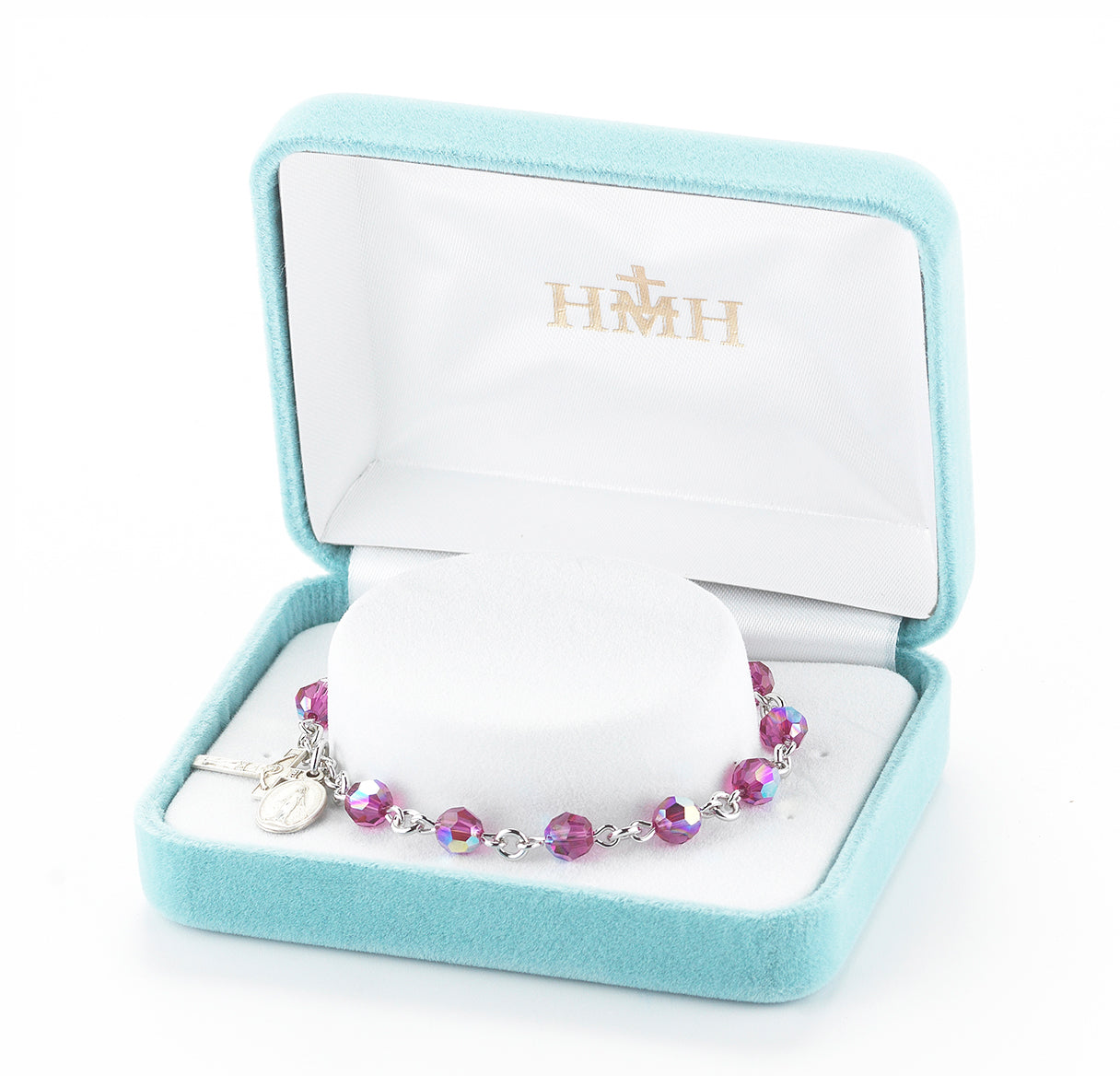 Rosary Bracelet Created with 6mm Fuchsia Crystals by Swarovski® Austrian Crystal Round Beads by HMH