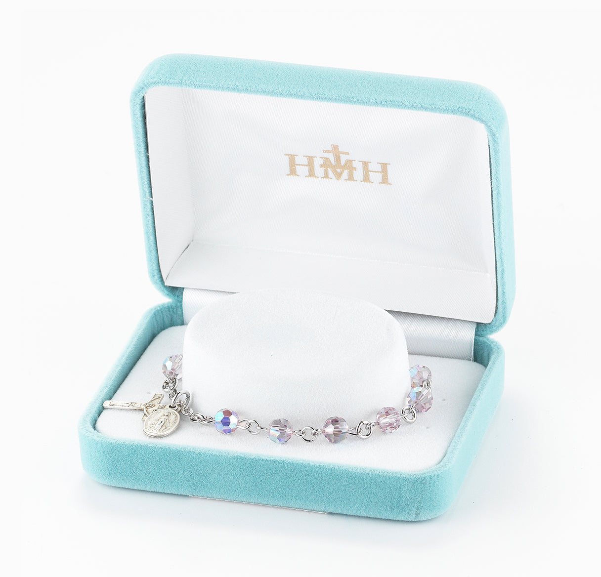Rosary Bracelet Created with 6mm Light Amethyst Crystals by Swarovski® Austrian Crystal Round Beads by HMH