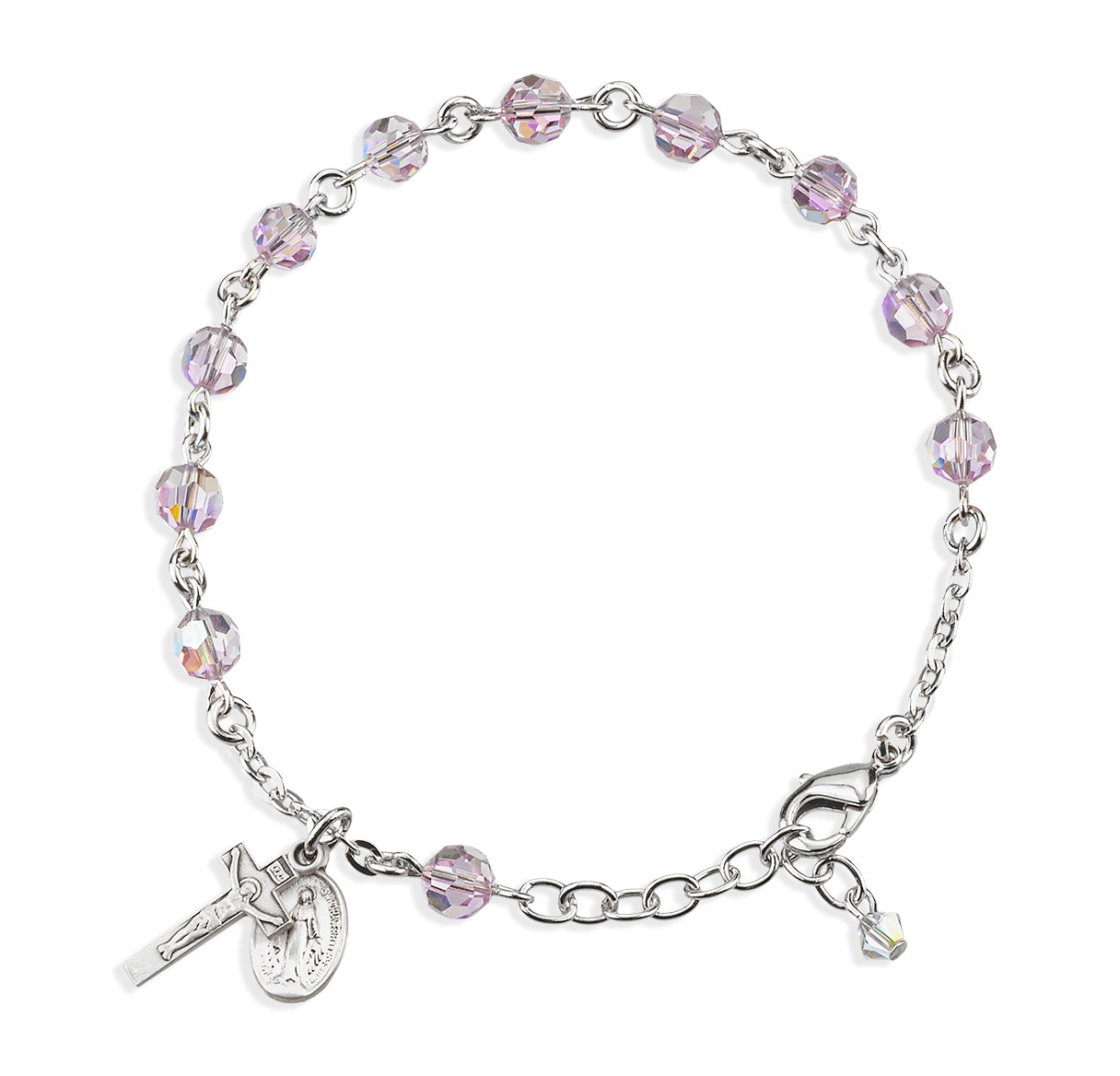 Rosary Bracelet Created with 6mm Light Amethyst Crystals by Swarovski® Austrian Crystal Round Beads by HMH