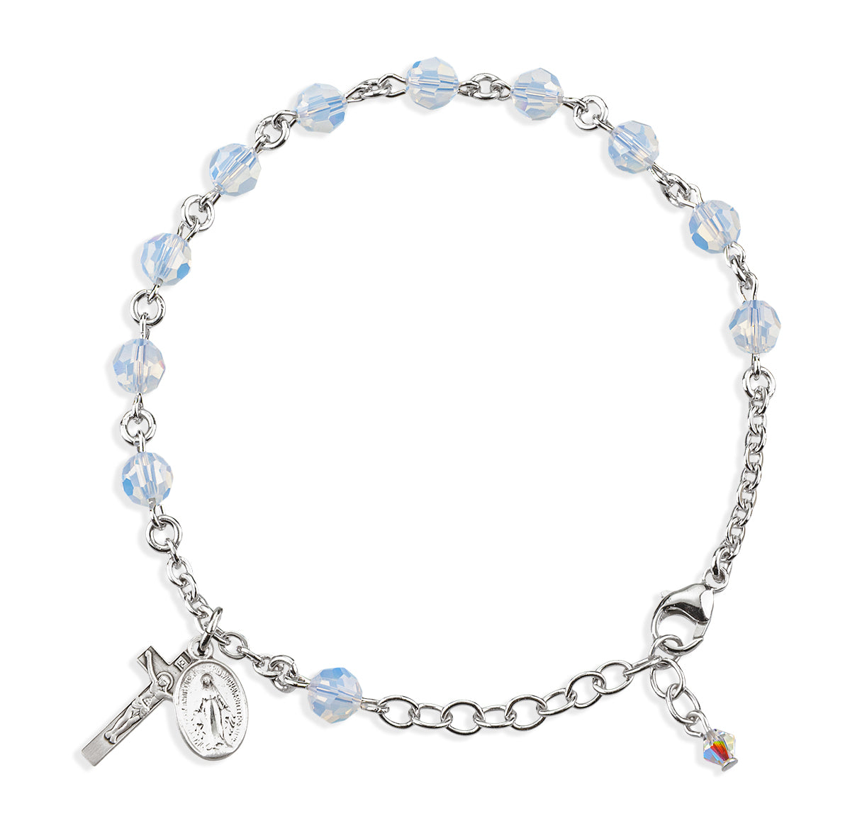 Rosary Bracelet Created with 6mm Opal Crystals by Swarovski® Austrian Crystal Round Beads by HMH