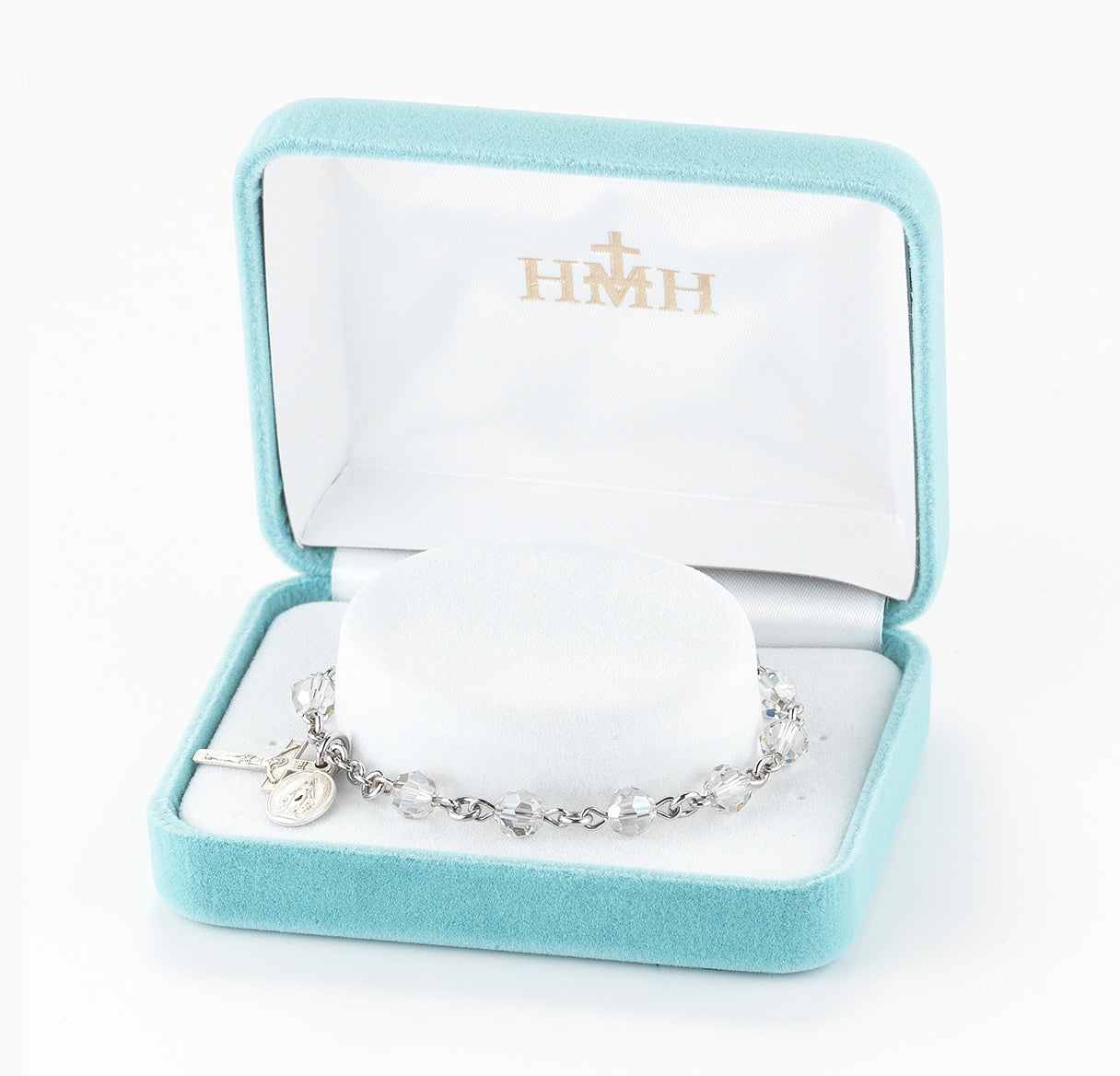 Rosary Bracelet Created with 6mm Smoked Crystals by Swarovski® Austrian Crystal Round Beads by HMH