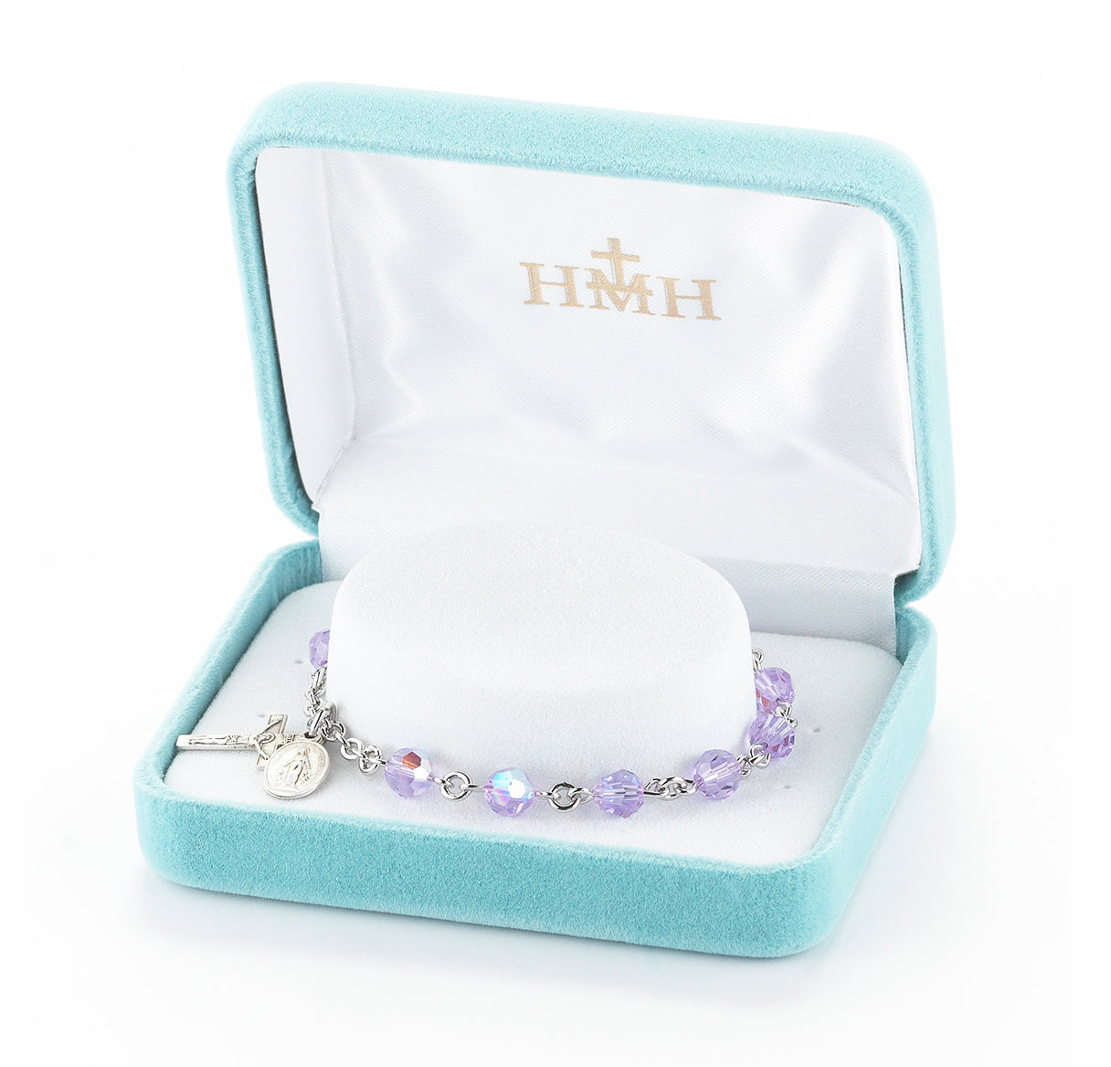 Rosary Bracelet Created with 6mm Violet Crystals by Swarovski® Austrian Crystal Round Beads by HMH