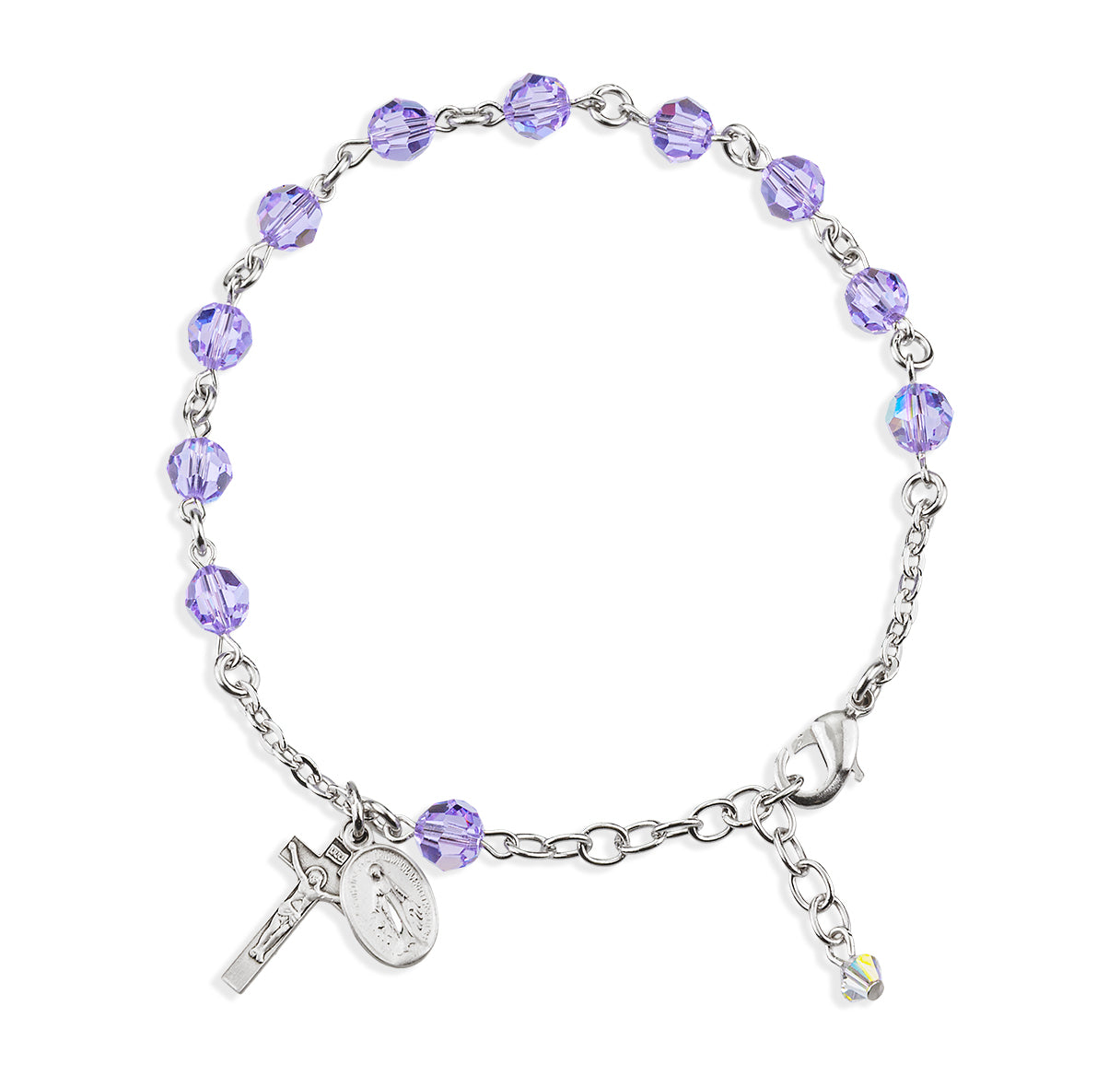 Rosary Bracelet Created with 6mm Violet Crystals by Swarovski® Austrian Crystal Round Beads by HMH