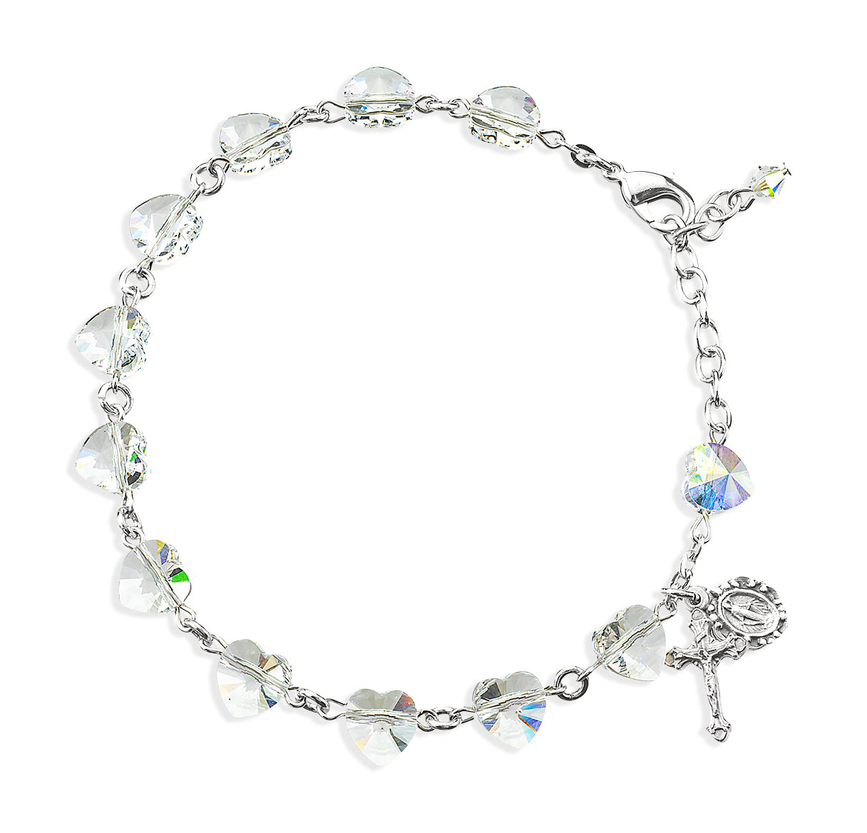 8mm Crystals by Swarovski® Crystal (AB) Butterfly Rosary Bracelet w/Silver Ox Medals Bxd